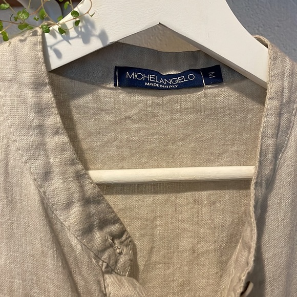 Oatmeal Coloured Babydoll Linen Dress - Picture 3 of 4